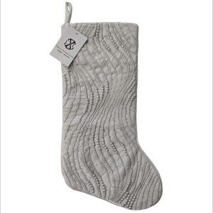 NWT CXL Christian Lacroix Christmas Stocking White Beaded 22"  Velvet Pearls New